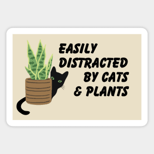 Lispe Eastily Distracted by Cats and Plants Cat Lover Gardener Magnet